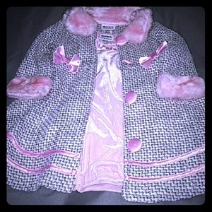 Girls (24 mos) Pink Tweed Coat & Velour Dress set